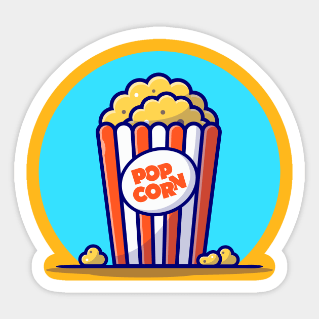 Popcorn Cartoon Vector Icon Illustration Sticker by Catalyst Labs